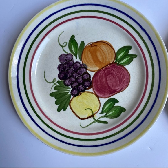 Vintage Blue Ridge Southern Pottery Luncheon Plate Fruit 8” Set Of 2 Rings USA - Picture 12 of 16